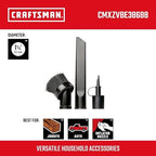 CRAFTSMAN CMXZVBE38688 1-1/4 in. 3-Piece Accessory Wet Dry Vac Attachment Kit, Industrial-Grade Shop Vacuum Accessories for Inflating, Dusting and Detail Cleaning, Fits 1-1/4 in. Hose Diameter