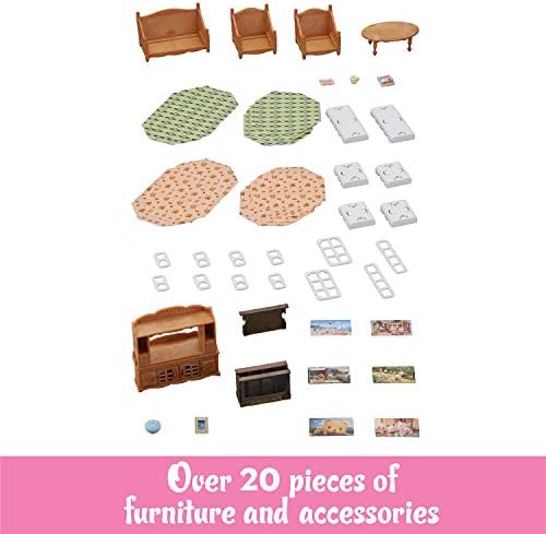 Calico Critters Comfy Living Room Set - Toy Dollhouse Furniture & Accessories Set for Ages 3+