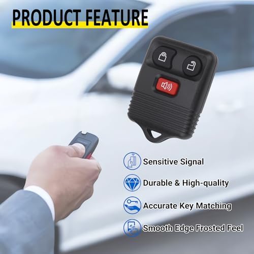Keyless Entry Remote Key Fob Compatible with Ford F150 F250 F350 Escape Expedition Explorer Ranger, Lincoln, Mercury, Mazda and More, Replacement for CWTWB1U331 CWTWB1U345, 3 Button (Pack of 2)