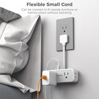 Short Extension Cord 6 inch, TESSAN Thin Flat Plug Power Strip with 4 AC Outlets 3 USB (1 USB C) Ports, Silm Charging Station Desk Organizers for Home Bedroom Hotel Office Desktop Accessories