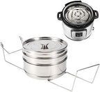 Stackable Stainless Steel Insert Pans - 6QT Instant Pot Accessories, 3 Tier Handle, Pot, Steamer, Pressure Cooker Cookware
