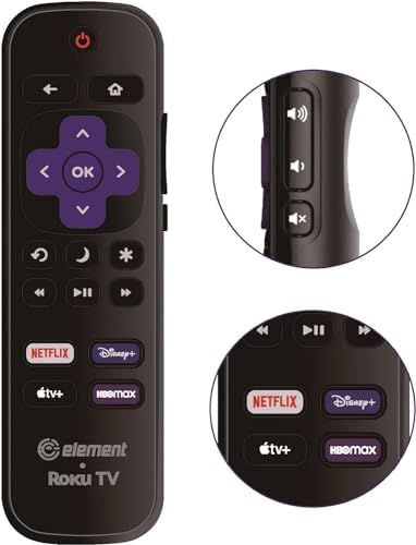 OEM Replacement Remote Control Compatible with All Element Roku TV Smart 4K Ultra HDTV 【Only Works with Element Roku TV, Not for Roku Stick and Roku Box】 (Netflix/Disney Plus/Apple TV+ / HBO Max)