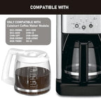 12-Cup Coffee Pot Replacement Compatible with Cuisinart Coffee Maker Models SS-12, SS-15, SS-16, DCC-1100BK, DCC-1200, DCC-2650, CHW-12P1, DGB-400, DGB-550BK, DGB-550BK1, DGB-625BC and DGB-700BC White