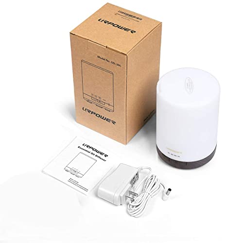 URPOWER 2nd Gen 300ml Aroma Essential Oil Diffuser Night Light Ultrasonic Air Cool Mist Humidifier with AUTO Shut Off and 6-7 Hours Continuous Diffusing and 4 Timer Settings for Home Office Yoga Spa