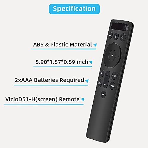 Backlit Display Bluetooth Remote Replacement for Vizio 5.1 2.1 Home Theater Soundbar Sound Bar Speaker System Replacement Control V21d-J8 V21x-J8 V21-H8 V51x-J6 V51-H6 M21d-H8R M51ax-J6