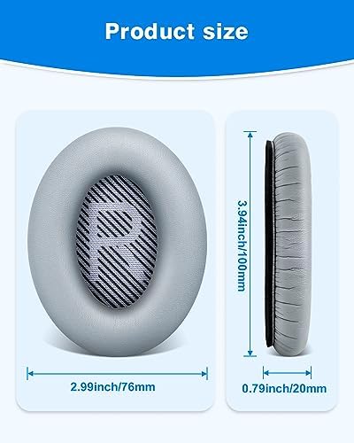 Link Dream Replacement Ear Cushions for Bose Quiet Comfort 35 Soft Protein Leather Replacement Ear Pad for Bose QC 35/25 / 15 QC2 / Ae2 / Ae2i / Ae2W / Sound Link/Sound True (Light Grey)