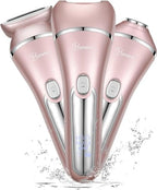 Hatteker Electric Shaver for Women Lady Epilator Electric Razors Kit Hair Remover for Face Chin Arm Leg Armpit Bikini Trimmer Painless Waterproof USB Rechargeable Dry Wet with Detachable Head 3 in 1