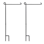 PHITRIC 2PC Garden Flag Holder Stand, Premium Powder-Coated Yard Flag Pole, Weather-Proof Black Metal Flagpole for Winter Garden Flag/Christmas Garden Flag/American Flag/Outdoor Garden Decor
