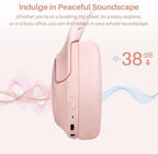 TOZO HT2 Hybrid Active Noise Cancelling Headphones, Wireless Over Ear Bluetooth Headphones Pink +HT2 Replacement Ear Pads Khaki