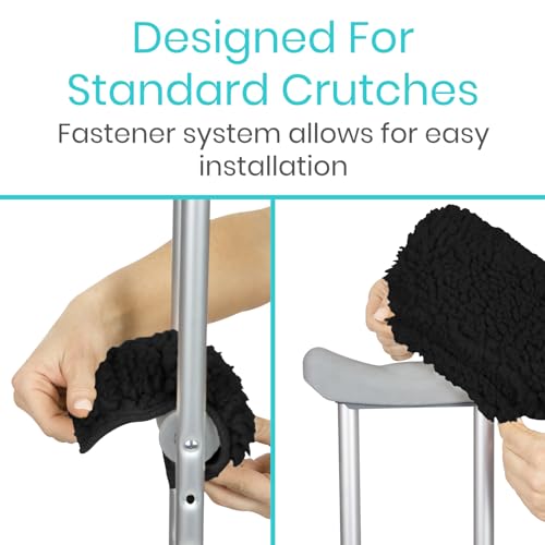 Vive Sheepskin Crutch Pads & Hand Grips for Adults, Kids, Crutches, Armpits - Accessories Knee Scooter Foot Injuries Pillow for 5ft Medical 6 feet Youth Padding Arm Underarm Folding Walking Crutches