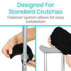 Vive Sheepskin Crutch Pads & Hand Grips for Adults, Kids, Crutches, Armpits - Accessories Knee Scooter Foot Injuries Pillow for 5ft Medical 6 feet Youth Padding Arm Underarm Folding Walking Crutches