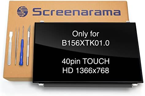 SCREENARAMA New Screen Replacement for B156XTK01.0 Touch HD 40pin 1366x768 Glossy OnCell Digitizer LCD LED Display with Tools