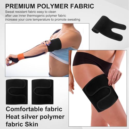 4 Pcs Thigh Wraps & Arm Trimmers Set Thigh and Arm Sweat Bands Slimmer Hamstring Brace Leg Wrap Compression for Weight Loss Women & Men Workout Fitness Sauna Accessories Black