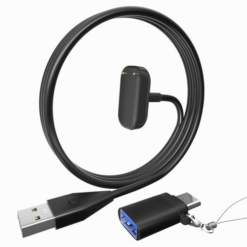 USB Charger for Fitbit Charge 6/5 Luxe, Magnetic Charging Cable with Reset Button, Power Cord Replacement with Type-C Adapter for Fitbit Charge 6/5 Luxe Watch, (50CM | Black)