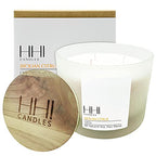 HHI Citrus Candle | A Blend of Lemon, Orange, Lime and Eucalyptus | Sicilian Citrus | All Natural Soy Candle | Large 12 Ounce Three Wick Candle | Long Burn time | Includes Bamboo Lid and Gift Box