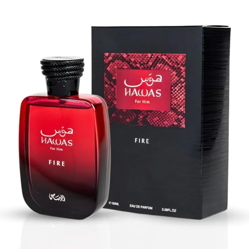 RASASI Hawas Fire Eau De Parfum Men Spray 100ML(3.4 Oz) - Bold Arabian Perfume For Men With A Fiery Essence - Indulge In A Luxurious, Long Lasting Perfume That Captures Masculine Elegance And Strength