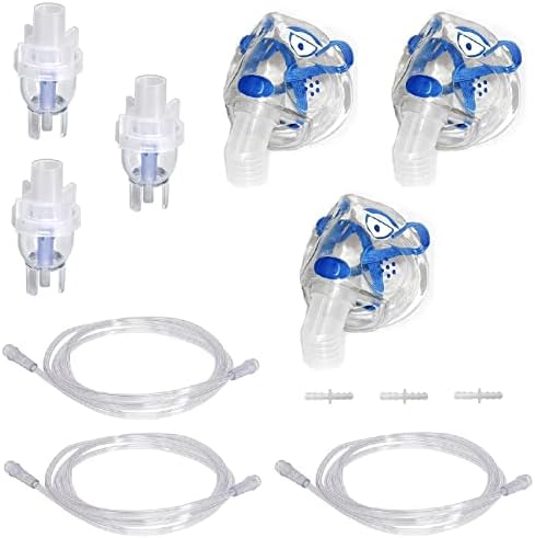 ResOne 3pk Nebulizer Replacement Accessories w/Cup, Kids (Pediatric) Dog Mask, 7' Tubing, Connector