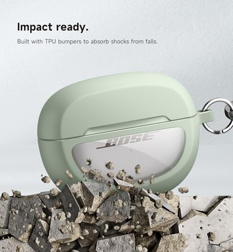 SURITCH Case Cover for Bose Ultra Open Earbuds(2024), Shockproof Protective Cover for Bose Ultra Open Wireless Ear Earbuds Charging Case Accessories with Carabiner, Green