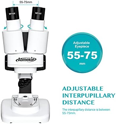 Aomekie® Microscope for Kids Students 20X 40X with 10Pcs Slides Insect Specimen Stereo Microscope for Kids with WF eyepieces LED Light Source Portable Stereoscope