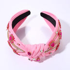 MOLOCH Valentine's Day Headband for Women Rhinestone Beaded Heart Headbands Crystal Knotted Bejeweled Wide Velvet Fashion Hairband Valentines Day Hair Accessories Party Gifts