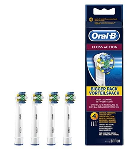 Oral B Floss Action Replacement Electric Toothbrush Head, Pack of 4