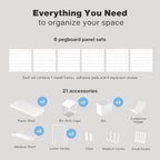 Keepo Pegboard Combination Kit, Pegboards and Accessories Modular Hanging for Wall Organizer, Crafts Organization, Ornaments Display, Nursery Storage, Peg Board (White, 33″×22″)