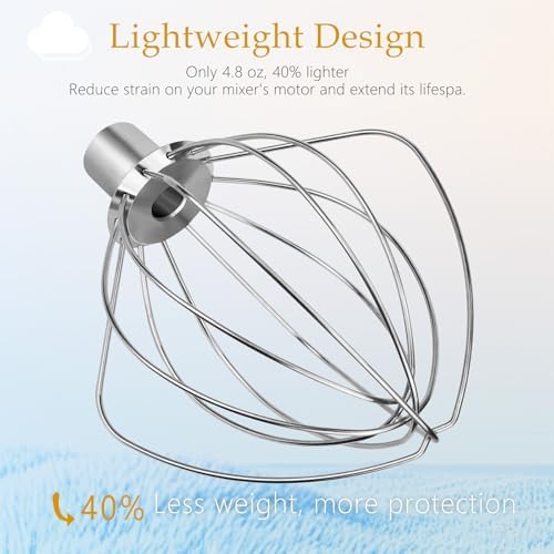 Dishwasher Safe Whisk Attachment for KitchenAid 4.5 5 Qt Tilt-Head Stand Mixer, Stainless Steel 6 Wire Whip Fits Kitchen Aid Stand Mixer Accessories Attachments Replacement Parts