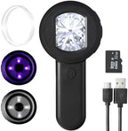 Digital Magnifier 100X Handheld Magnifying Glass with 2inch IPS Screen, White &Purple Light and Camera Function for Insects Stamps Coins Jewelry-(32GB TF Card Included, Mac/Windows Compatible)