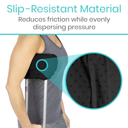 Vive Sheepskin Crutch Pads & Hand Grips for Adults, Kids, Crutches, Armpits - Accessories Knee Scooter Foot Injuries Pillow for 5ft Medical 6 feet Youth Padding Arm Underarm Folding Walking Crutches