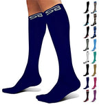 SB SOX Compression Socks (20-30mmHg) for Men & Women – Best Compression Socks for All Day Wear, Better Blood Flow, Swelling! (Large, Solid Navy)
