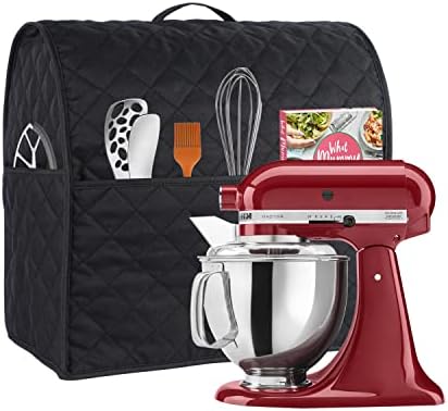 Stand Mixer Cover compatible with Kitchenaid Mixer, Fits All Tilt Head & Bowl Lift Models with 3 Organizer Bag for Accessories. (Black, For Bowl Lift 5-8 Quart)
