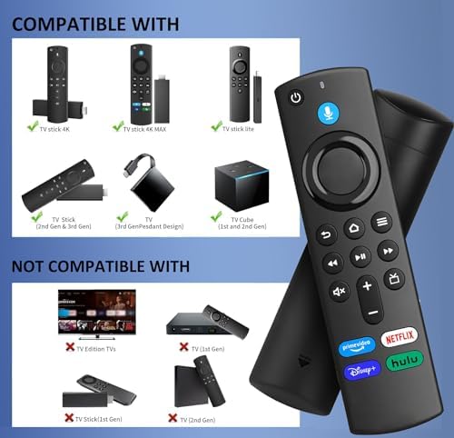 Voice Remote Replacement for FireStick 3rd Gen (L5B83G), Fit for Smart TV Stick/ 4K Max, 3rd Gen, 2nd Gen, Lite, Cube(1st Gen & 3nd Gen)