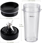 5-piece Ninja Blender Cups Replacement Single Serve 16oz Cups with Sip & Seal Lids, 6 Fins Extractor Blade Compatible with Nurti Ninja Blenders Pro BL660 BL663 BL663CO BL665Q BL740 BL770