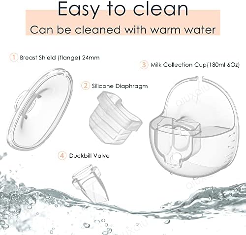 QIUXQIU Wearable Breast Pump Accessories Milk Collector Cup,Including Valve & Silicone Diaphragm & 24mm Flange Silicone Shield Kit BPA-Free QIUXQIU Pump S18/S21 Parts Replace - 180ml (27mm)