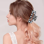 Checkered Multicolored Rectangle Y2K Hair Barrettes and Claw Clips - 6 Pcs Strong Hold Hair Accessories for Thin & Thick Hair
