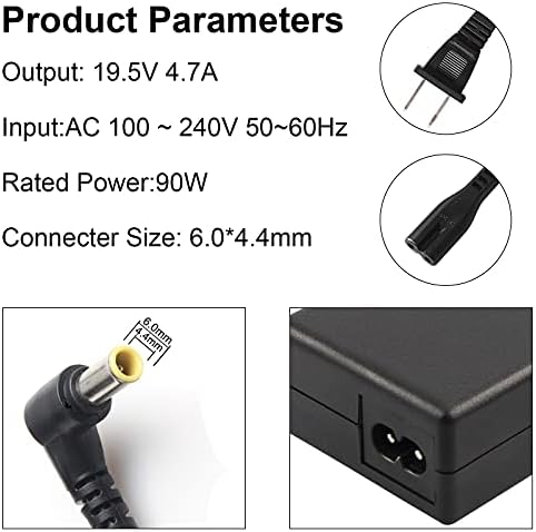 19.5V 90W Adapter Laptop Charger Replacement for Sony Vaio PCG-3J1L VPCCW21FX VGN-CR240E VPCF236FM PCG-61A14L PCGA-AC19V10 VGP-AC19V10 VPCEH11FX SVE14118FXW VGN-A PCG-GRX VGN-AR Sony Bravia
