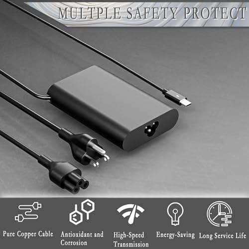 65W 45Watt Type C Laptop Charger Replacement for Dell USB C Charger Latitude 7275 7370 5420 5285 5290 5520 XPS 13 9250 9360 9365 9370 9380 9350 9550 Chromebook 3100 3400 5190 AC Adapter Power Supply