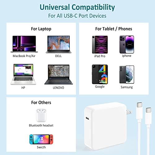 96W USB C Laptop Charger Power Adapter Replacement for Mac Book Pro 16, 15, 14, 13 inch 2023, 2022, 2021, 2020, 2019, 2018,mac Book air,IPad Pro, Fast Charging Type C Power Cord Supply