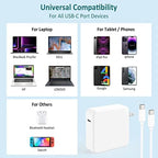 96W USB C Laptop Charger Power Adapter Replacement for Mac Book Pro 16, 15, 14, 13 inch 2021, 2020, 2019, 2018 Charger,Mac Book Air,IPad Pro,Type C Fast Charging Power Cord Supply