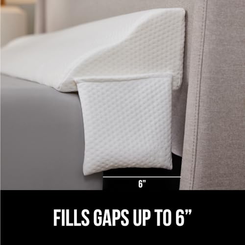 GORILLA GRIP Patent Pending King Bed Wedge Pillow Headboard Gap Filler, Comfortable and Supportive High Density Foam Angled Pillows, Stay in Place Gripping Dots, Wedges Between Mattress, White