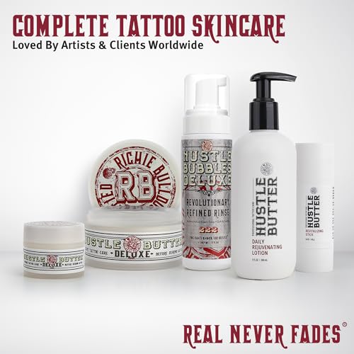Hustle Butter Deluxe – Tattoo Butter for Before, During, and After the Tattoo Process – Lubricates and Moisturizes – 100% Vegan Replacement for Petroleum-Based Products – 1 oz