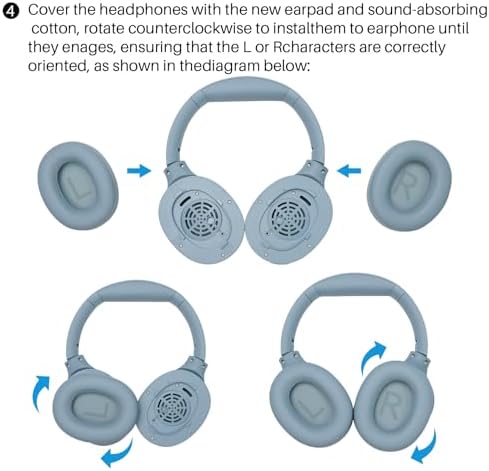 TOZO HT2 Hybrid Active Noise Cancelling Headphones, Wireless Over Ear Bluetooth Headphones+HT2 Replacement Ear Pads Blue