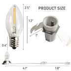 Dazzle Bright 4 Pack 6 FT Accessory Cord with LED Light Bulb E12 Socket White Cord with On/Off Switch Plug, C7 Candelabra Light Bulbs for Holiday Decorations, Christmas Village House, Pumpkin Lights