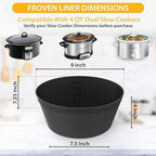 4QT Oval Silicone Slow Cooker Liner Compatible With Crock Pot & Hamilton Beach Crockpot Liners, Reusable, Dishwasher Safe Suitable For Most 4 Quart Crockpot Divider Insert Accessories.