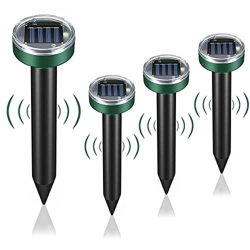 Gopher Repeller Ultrasonic Solar Mole Repellent 4 Pack Solar Mole Repellent & Gopher Repellent Ultrasonic Solar Powered Waterproof for Yard & Garden