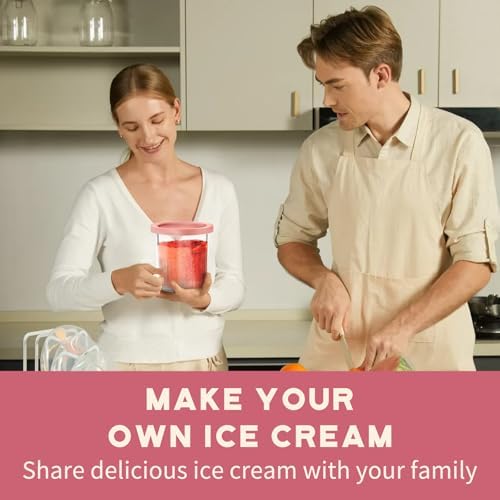for Ninja Creami Deluxe 11-in-1 Cups and Lids - 4 Pack 24oz Replacement Containers Compatible with NC500 & NC501 Series Ice Cream Makers Deluxe | Airtight, Anti-Slip, Dishwasher Safe