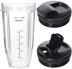 Replacement 24oz Blender Cup For Ninja BN401 BN751 BN801 BN800 BL450 BL456 BL480 Foodi SS401 SS101 TWISTi SS151 SS351 Cups Nutri Ninja Auto IQ Parts Lids Upgraded (2 Pack)