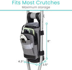 Vive Crutch Accessories Bag - Pouch for Crutches - Accessory Storage Carry Kit for Women, Men, Adults, Kids - Cup and Bottle Pocket Holder with Ergonomic Design (Gray)