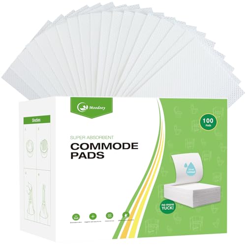 Moodooy Super Absorbent Bedpan Liners, Medical Grade 100 Count, Bedside Commode Pads, Absorbent Gel to Reduce Odor, for Bedside Commode Liners Disposable, Commode Chair, Portable Toilet Bags