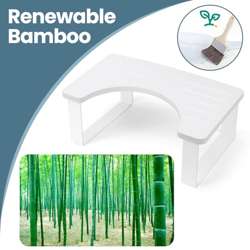 JOPSTDI Bamboo Toilet for Bathroom,Adult and Children's Bedpan,Portable Squatting Pan with Dual Anti Slip Design (White)
